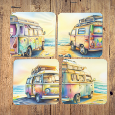 Hippie Van Life Coaster Set